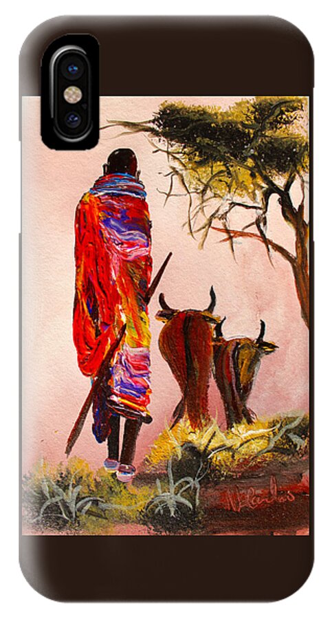 True African Art iPhone X Case featuring the painting N 112 by John Ndambo