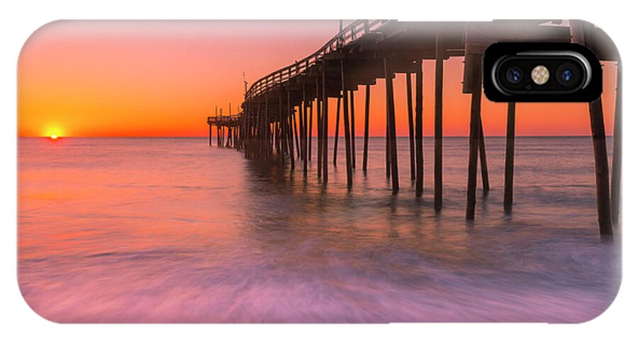 Outer Banks iPhone X Case featuring the photograph Nags Head Avon Fishing Pier at Sunrise by Ranjay Mitra