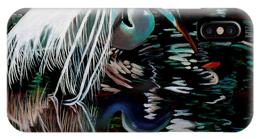 White Egret iPhone X Case featuring the painting Narcissis by Susan Duda