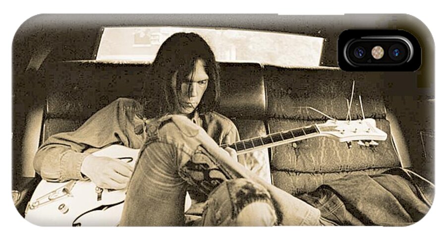 Neil Young In The Backseat iPhone X Case featuring the photograph Neil Young in the Backseat by John Malone