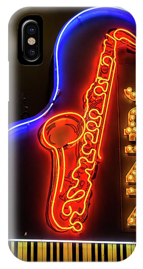 Neon Sign iPhone X Case featuring the photograph Neon Jazz by Pamela Williams