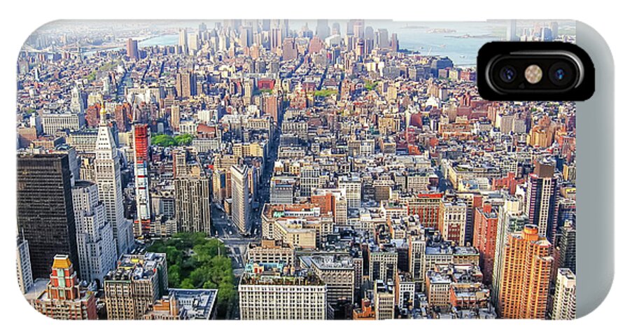 New York iPhone X Case featuring the photograph New York aerial view by Benny Marty