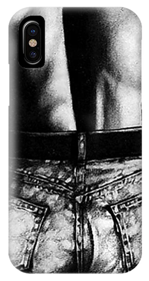 Original Semi-nude Male Paintings iPhone X Case featuring the painting Nice Jeans by RjFxx at beautifullart com Friedenthal