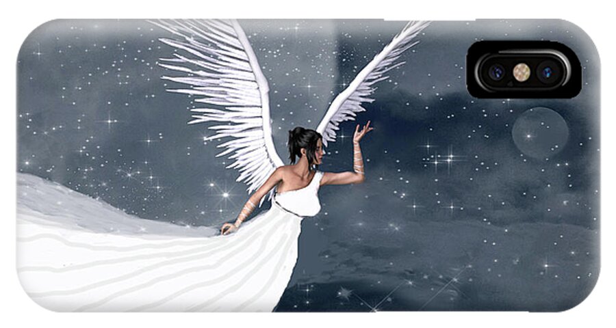 Angel iPhone X Case featuring the mixed media Night Angel by Rosalie Scanlon