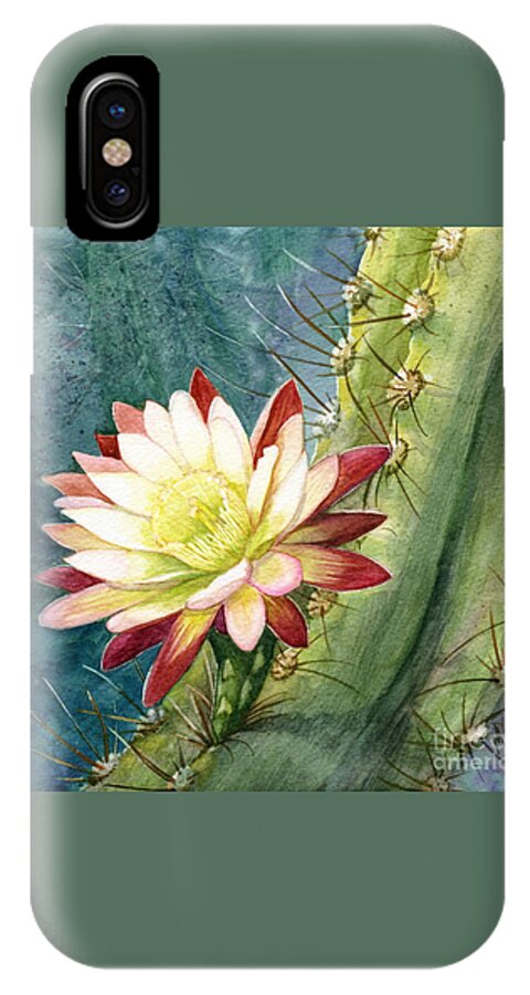 Cereus Cactus iPhone X Case featuring the painting Nightblooming Cereus Cactus by Marilyn Smith