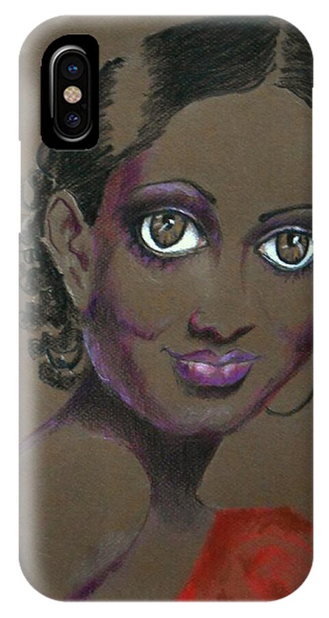 African-american iPhone X Case featuring the drawing Nina Mae -- African-American Actress Portrait by Jayne Somogy