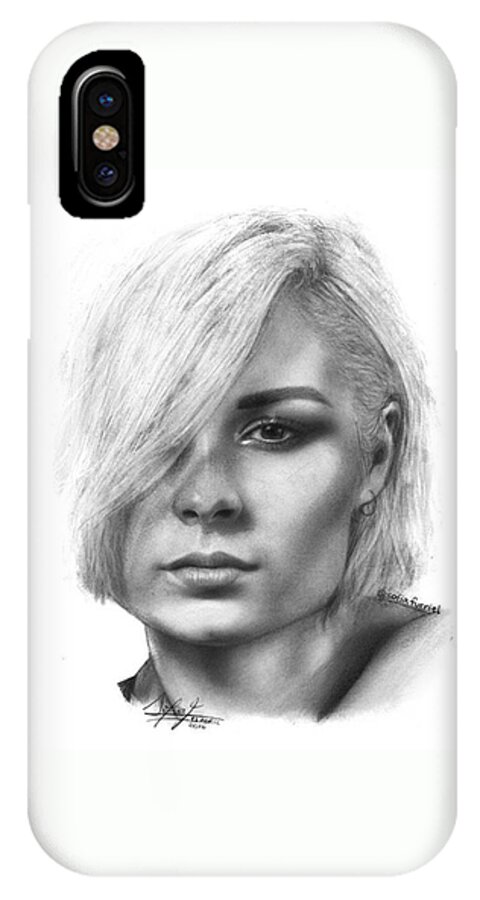 Portrait iPhone X Case featuring the drawing Nina Nesbitt Drawing By Sofia Furniel by Jul V