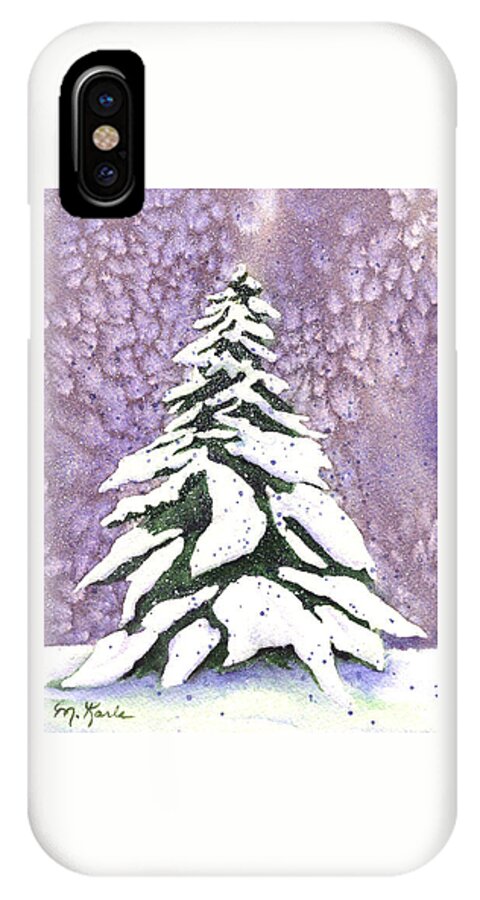 Tree iPhone X Case featuring the painting No Tinsel Needed by Marsha Karle