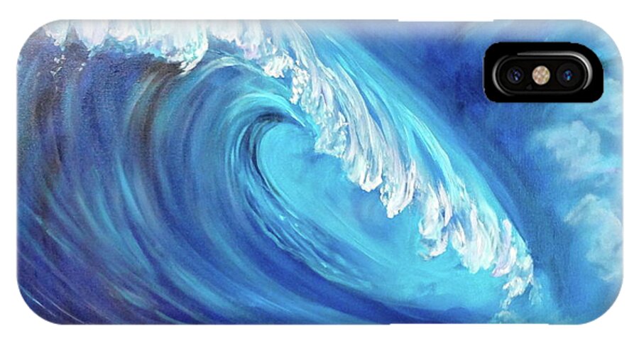Modern Contemporary Original iPhone X Case featuring the painting North Shore Wave Oahu 2 by Jenny Lee