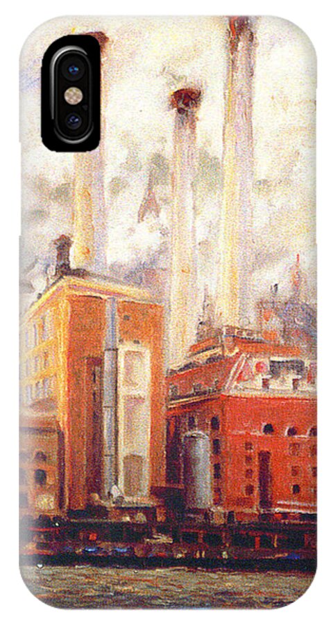 East River iPhone X Case featuring the painting NYC- view from East River by Walter Casaravilla