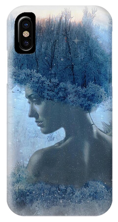 Woman iPhone X Case featuring the digital art Nymph of January by Lilia S