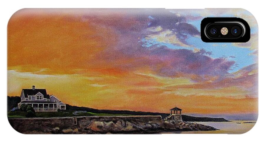 Front Beach iPhone X Case featuring the painting Observatory Point, Rockport, MA by Keith Gantos