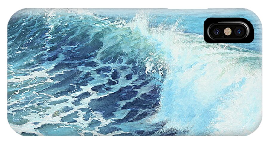 California Surfer iPhone X Case featuring the painting Ocean's Might by Joe Mandrick