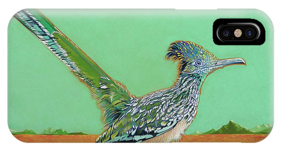 Roadrunner iPhone X Case featuring the pastel Of Two Minds by Tracy L Teeter 