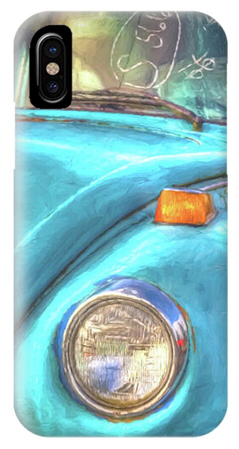 Photography iPhone X Case featuring the digital art Old Blue Bug by Jean OKeeffe Macro Abundance Art