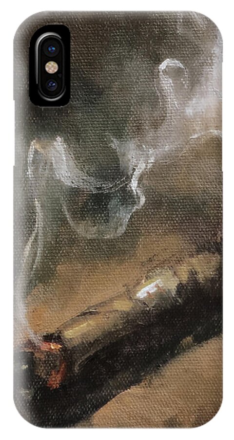 Cigar iPhone X Case featuring the painting Old Stogie Sepia by Spencer Meagher