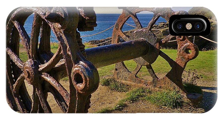 Winch iPhone X Case featuring the photograph Old Winch Tintagel by Richard Brookes