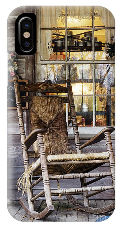 Old Wooden Rocking Chair On A Wooden Porch Iphone X Case For Sale