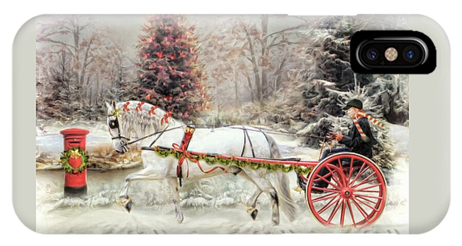 Horse And Cart iPhone X Case featuring the digital art On The Road To Christmas by Trudi Simmonds