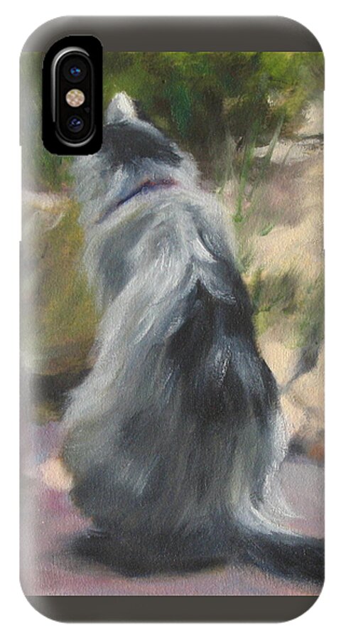 Cat iPhone X Case featuring the painting On the Threshold by Connie Schaertl