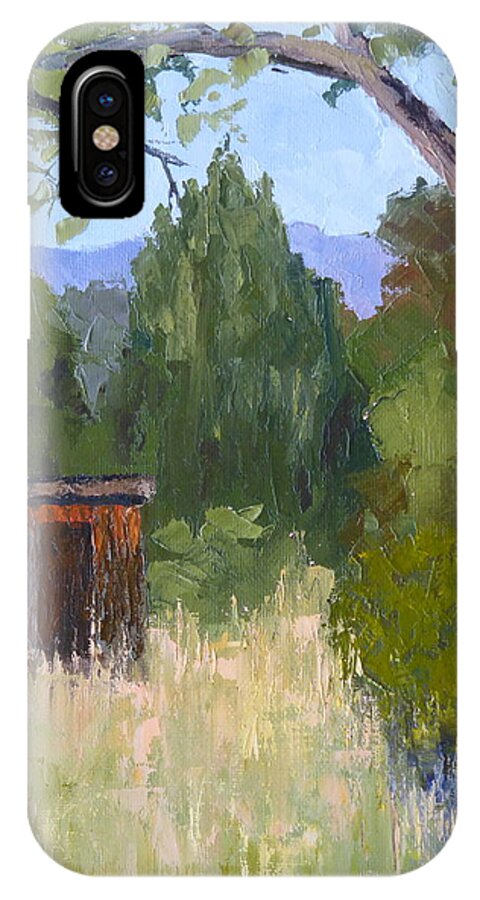 Outhouse iPhone X Case featuring the painting One Holer by Susan Woodward