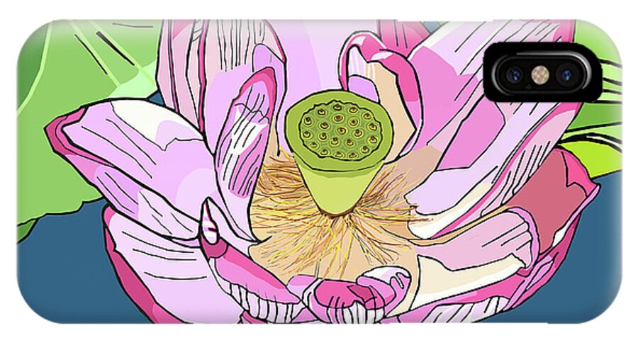 Lotus iPhone X Case featuring the painting Open Lotus by Jamie Downs