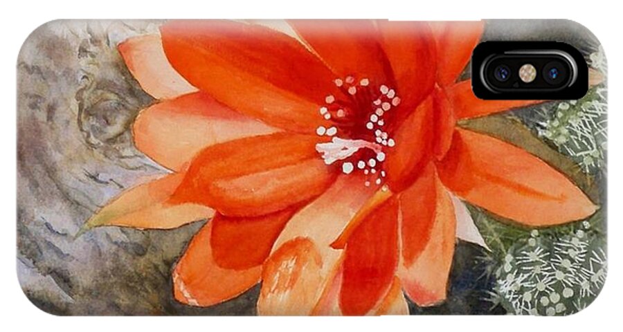 Flower iPhone X Case featuring the painting Orange Cactus Flower II by Deane Locke