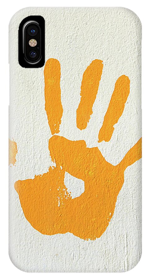 Print iPhone X Case featuring the photograph Orange handprint on a wall by Dutourdumonde Photography