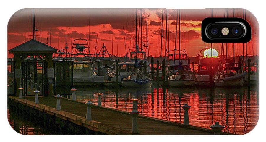 Marina iPhone X Case featuring the photograph Orange Marina Sunrise by Tom Claud