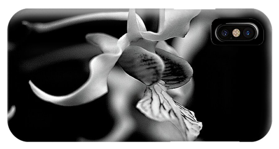 Orchid iPhone X Case featuring the photograph Orchid in Black and White by Sherry Hallemeier