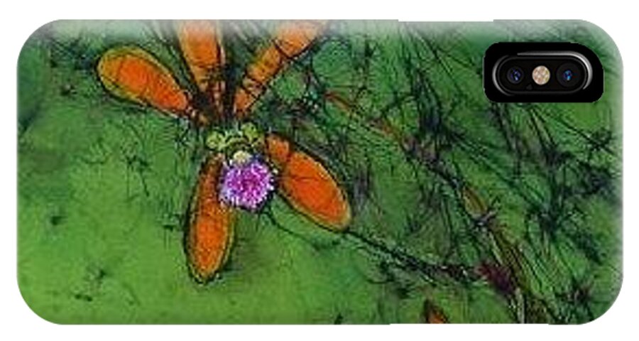  iPhone X Case featuring the tapestry - textile Orchids by Kay Shaffer