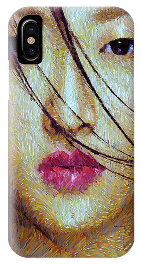 Rafael Salazar iPhone X Case featuring the mixed media Oriental Expression 0701 by Rafael Salazar
