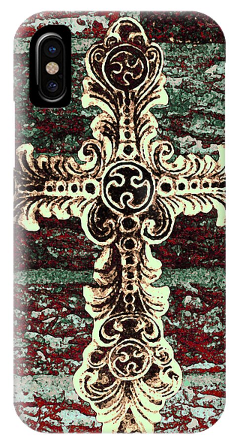 Iron iPhone X Case featuring the photograph Ornate Cross 1 by Angelina Tamez