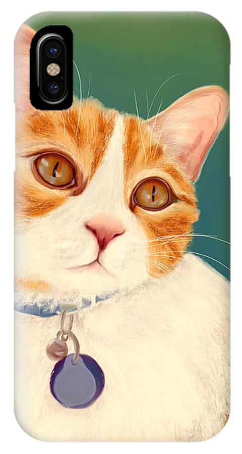 Cat iPhone X Case featuring the painting Oscar- Orange Tabby by Becky Herrera