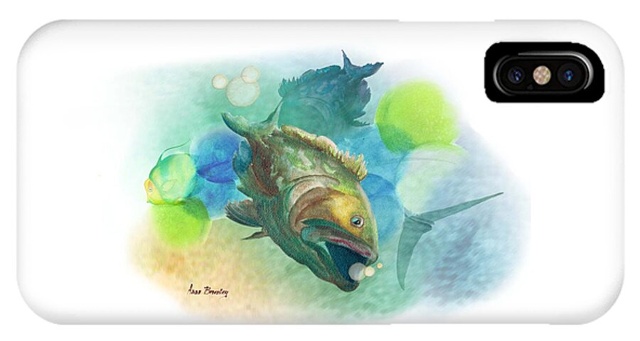 Grouper iPhone X Case featuring the painting Out of School by Anne Beverley-Stamps