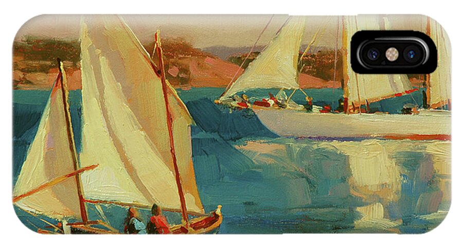 Sailboat iPhone X Case featuring the painting Outing by Steve Henderson
