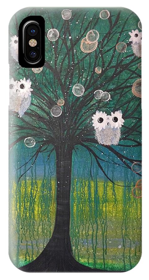 Owl Drawing iPhone X Case featuring the painting Owl Tree of Life #378 by MiMi Stirn