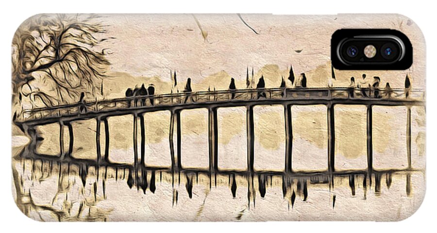 Asia iPhone X Case featuring the digital art Pagoda Bridge by Cameron Wood