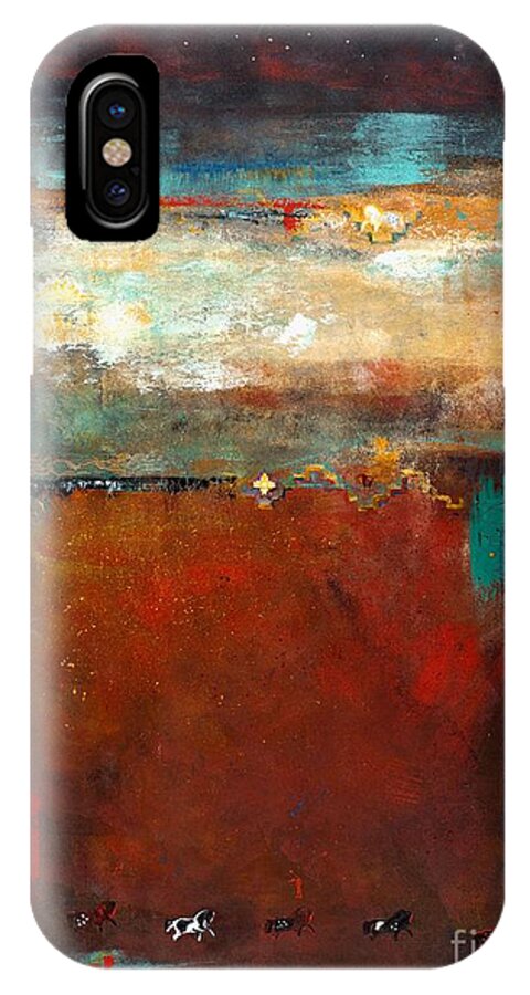Horses iPhone X Case featuring the painting Painted Ponies by Frances Marino