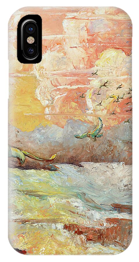 Warm Colors iPhone X Case featuring the painting Palette Knife Flight by Carolyn Coffey Wallace