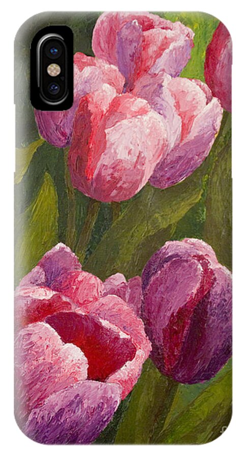 Tulips iPhone X Case featuring the painting Palette Tulips by Phyllis Howard