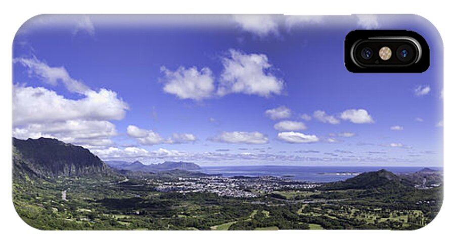 Hawaii iPhone X Case featuring the photograph Pali Lookout Panorama by Dan McManus