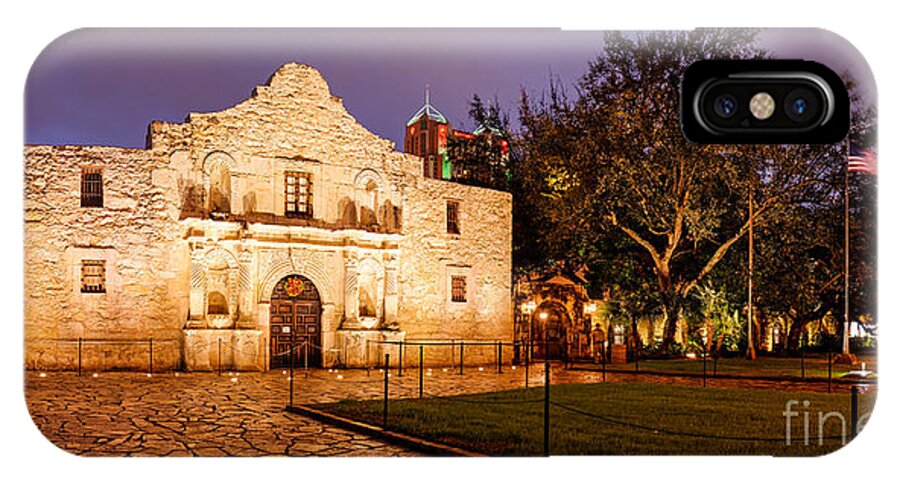 Remember iPhone X Case featuring the photograph Panorama of The Alamo in San Antonio at Dawn - San Antonio Texas by Silvio Ligutti