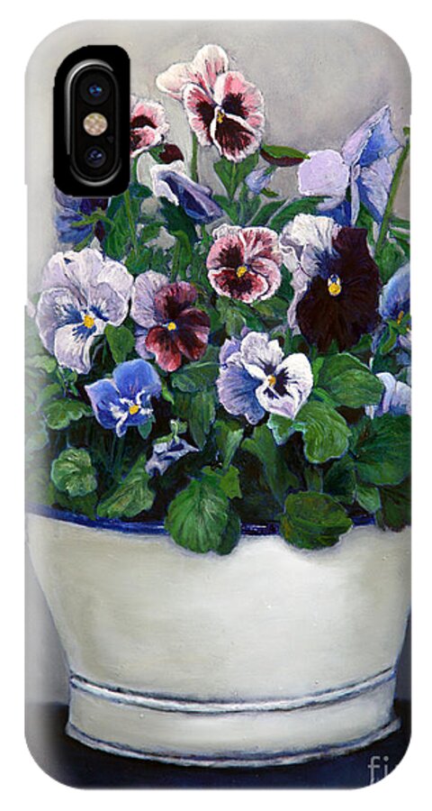 Painting iPhone X Case featuring the painting Pansies by Portraits By NC