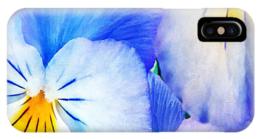 Autumn iPhone X Case featuring the photograph Pansies in Blue Tones by Darren Fisher