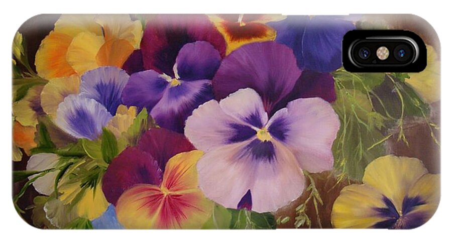 Painting Of Flowers iPhone X Case featuring the painting Pansies by Thuthuy Tran