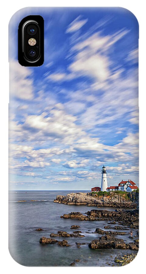 Portland Head Lighthouse iPhone X Case featuring the photograph Passing Clouds at Portland Head Light by Kristen Wilkinson