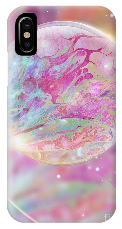 Colorful iPhone X Case featuring the digital art Pastel Dream Sphere by Rachel Hannah