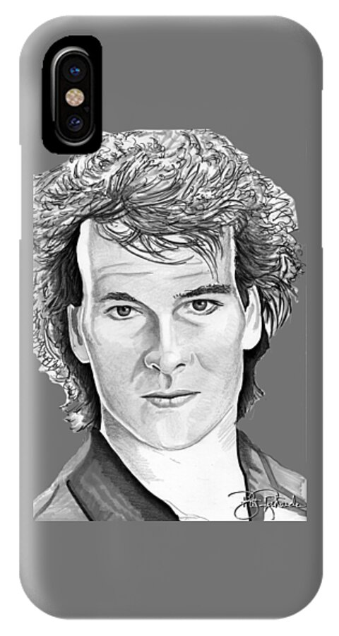 Patrick iPhone X Case featuring the drawing Patrick Swayze by Bill Richards