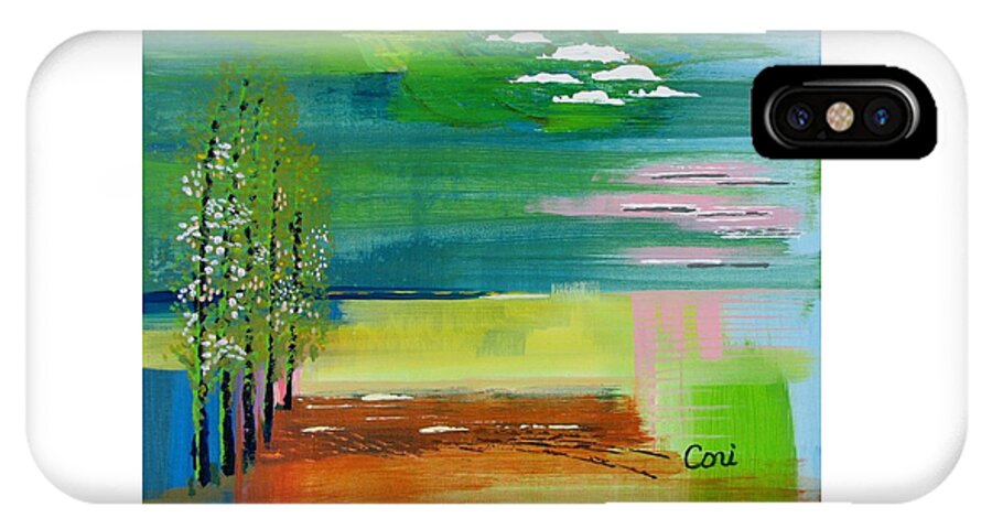 Zen iPhone X Case featuring the painting Pause by Corinne Carroll